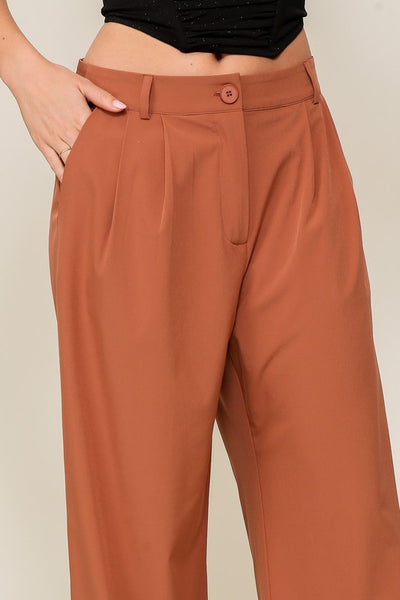 High Waist Wide Leg Pants in Camel