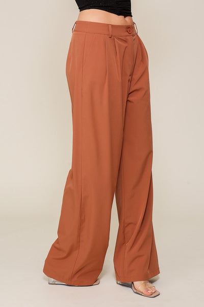 High Waist Wide Leg Pants in Camel