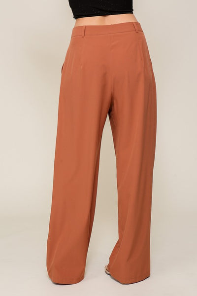 High Waist Wide Leg Pants in Camel