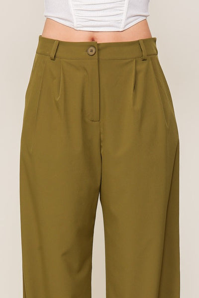 High Waist Wide Leg Pants in Olive