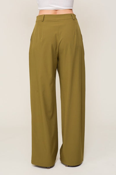 High Waist Wide Leg Pants in Olive