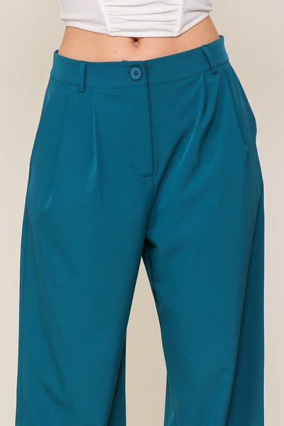 High Waist Wide Leg Pants in Teal