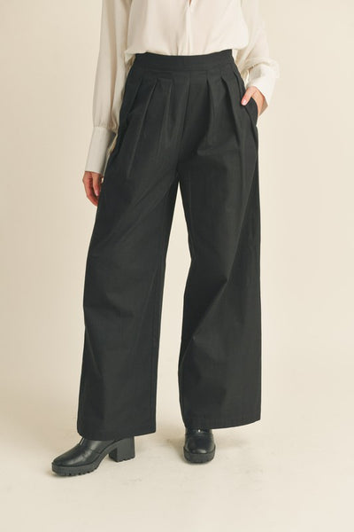 Pleated Extra Wide Leg Pants in Black