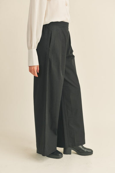 Pleated Extra Wide Leg Pants in Black