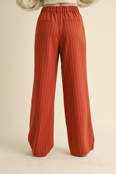 Pinstripe Wide Leg Pants in Terracotta