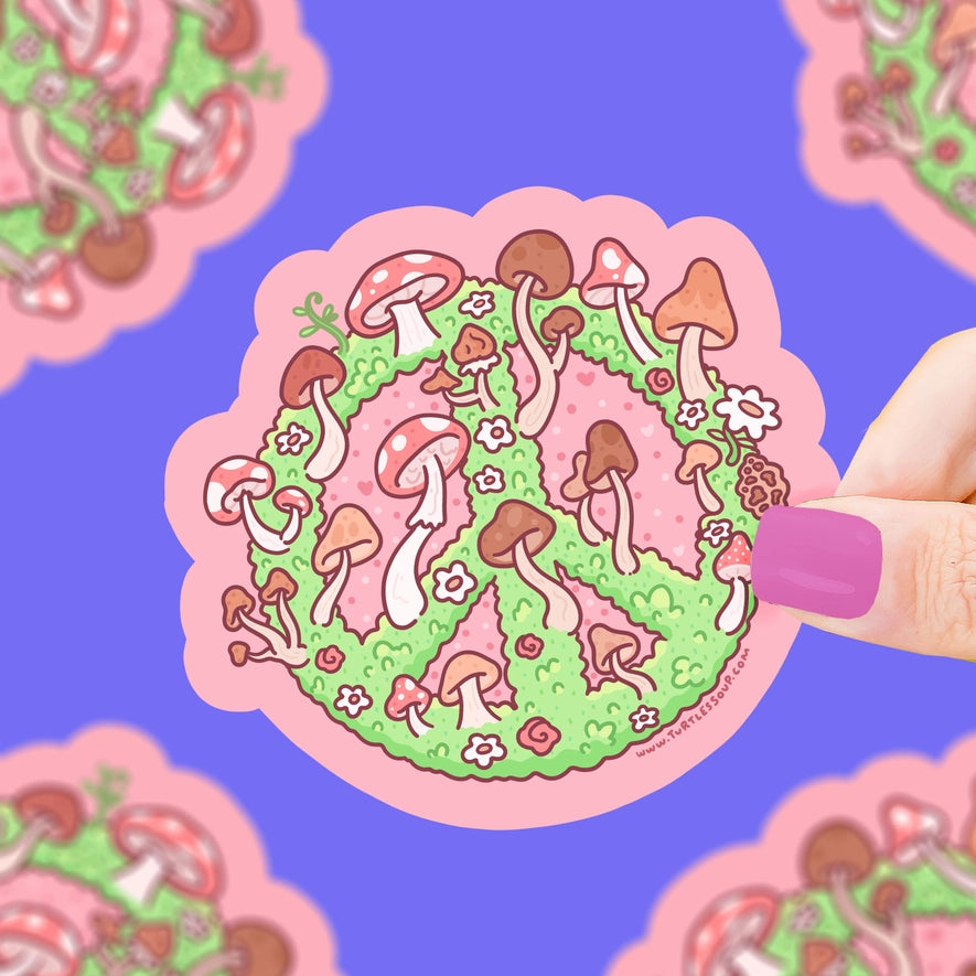 Mushroom Peace Sign Sticker