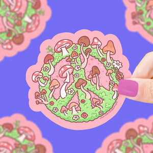 Mushroom Peace Sign Sticker