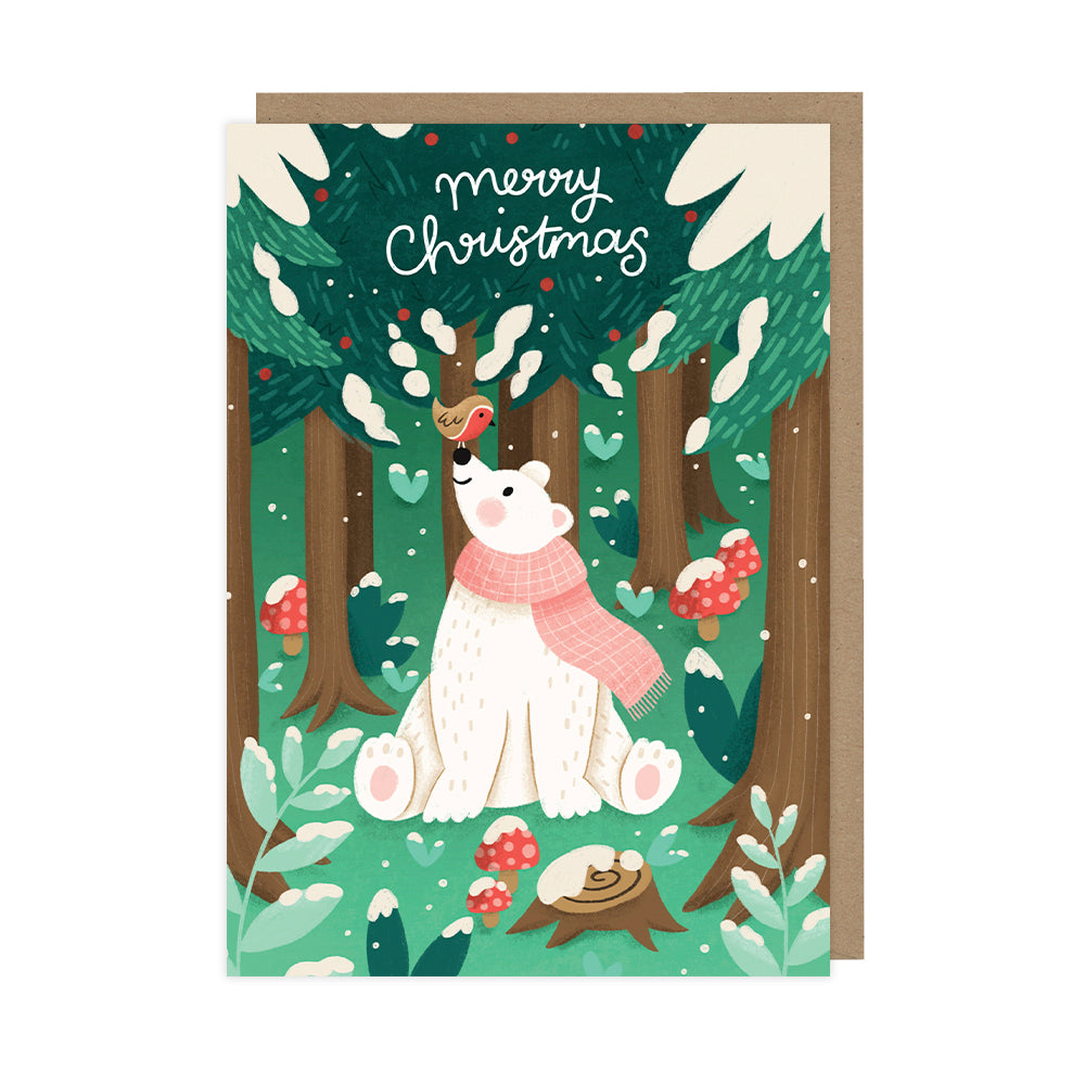 Polar Bear and Robin Greeting Card