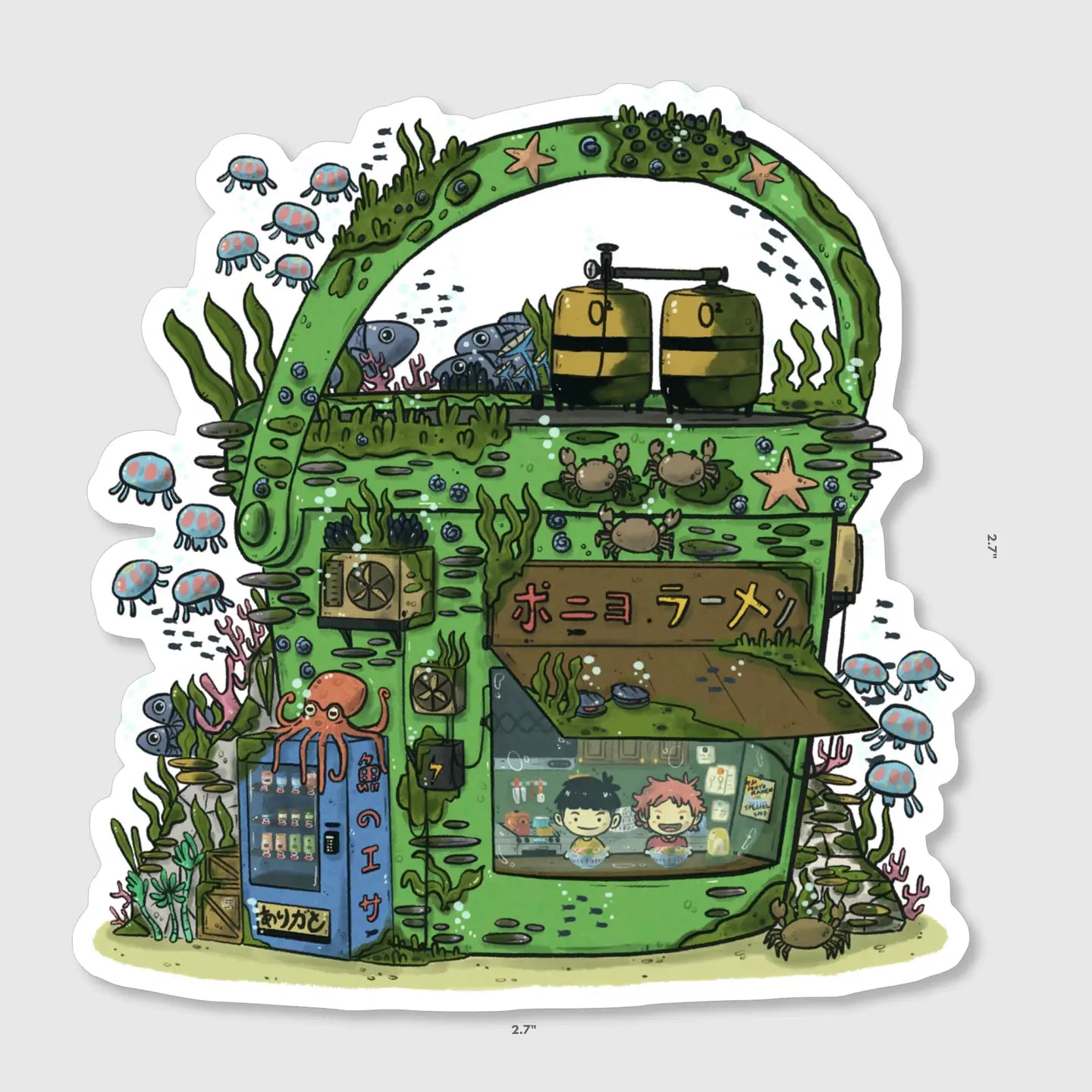 Ponyo Bucket Ramen Shop Sticker