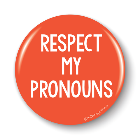 Respect My Pronouns Red Pinback Button