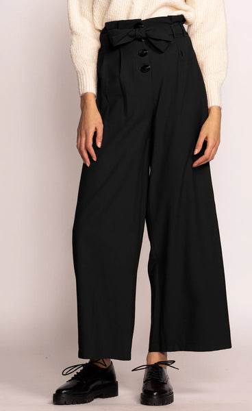 Button Down Belted Pants in Black
