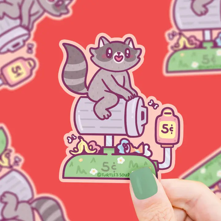 Raccoon Coin Ride Sticker