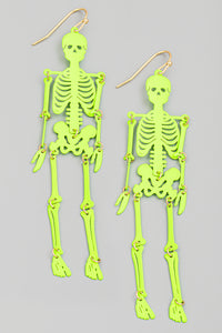 Skeleton Earrings Neon Green Combo