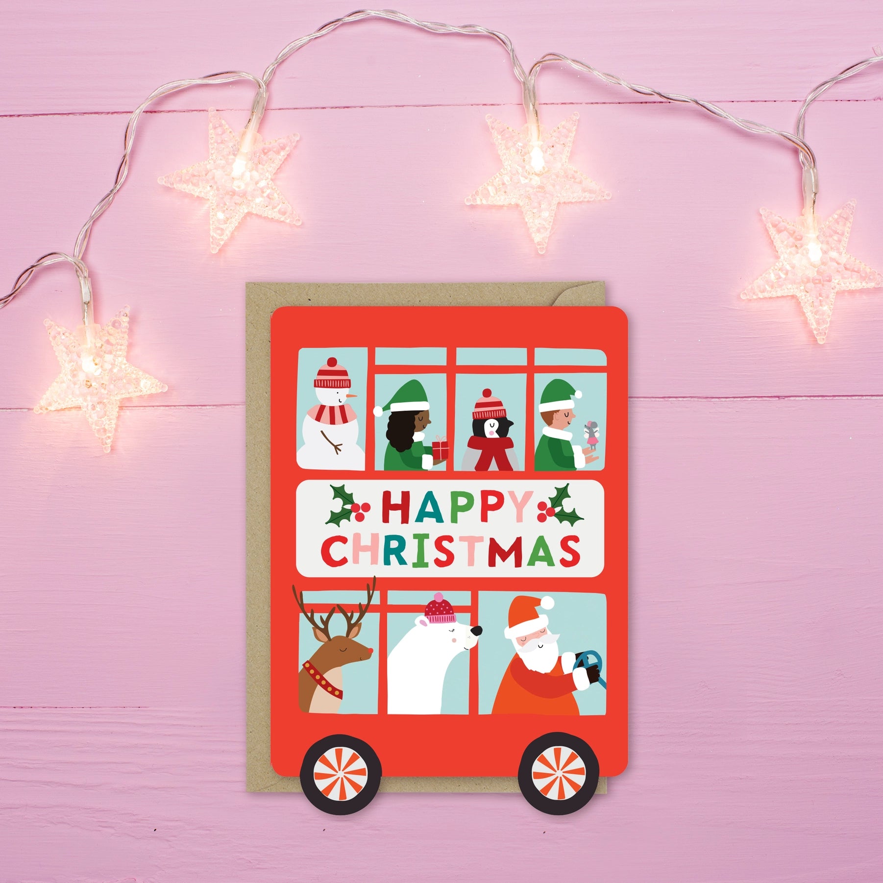 Santa's Holiday Bus Greeting Card