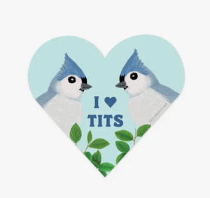 Heart Titmice Sticker