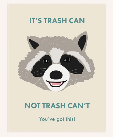 Raccoon Trash Can Greeting Card