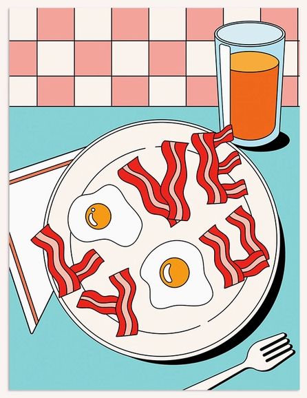 Love You Breakfast Greeting Card