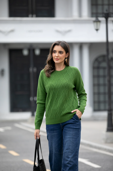 Argyle Jacquard Sweater in Forest