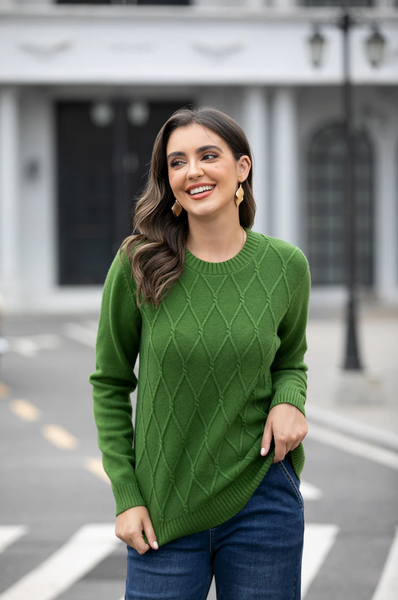Argyle Jacquard Sweater in Forest
