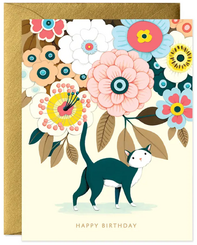 Floral Kitty Greeting Card