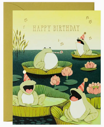 Singing Frogs Birthday Greeting Card