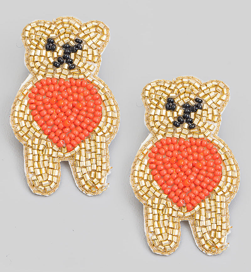 Teddie Earrings Brown Combo