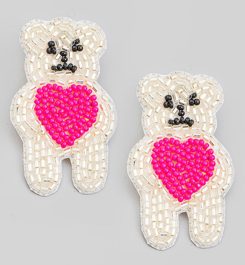 Teddie Earrings White Combo