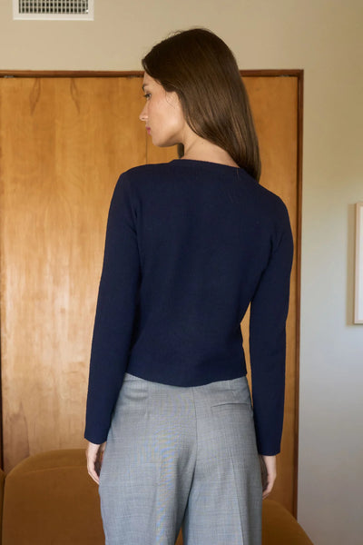 Argyle Pattern Cardigan in Navy