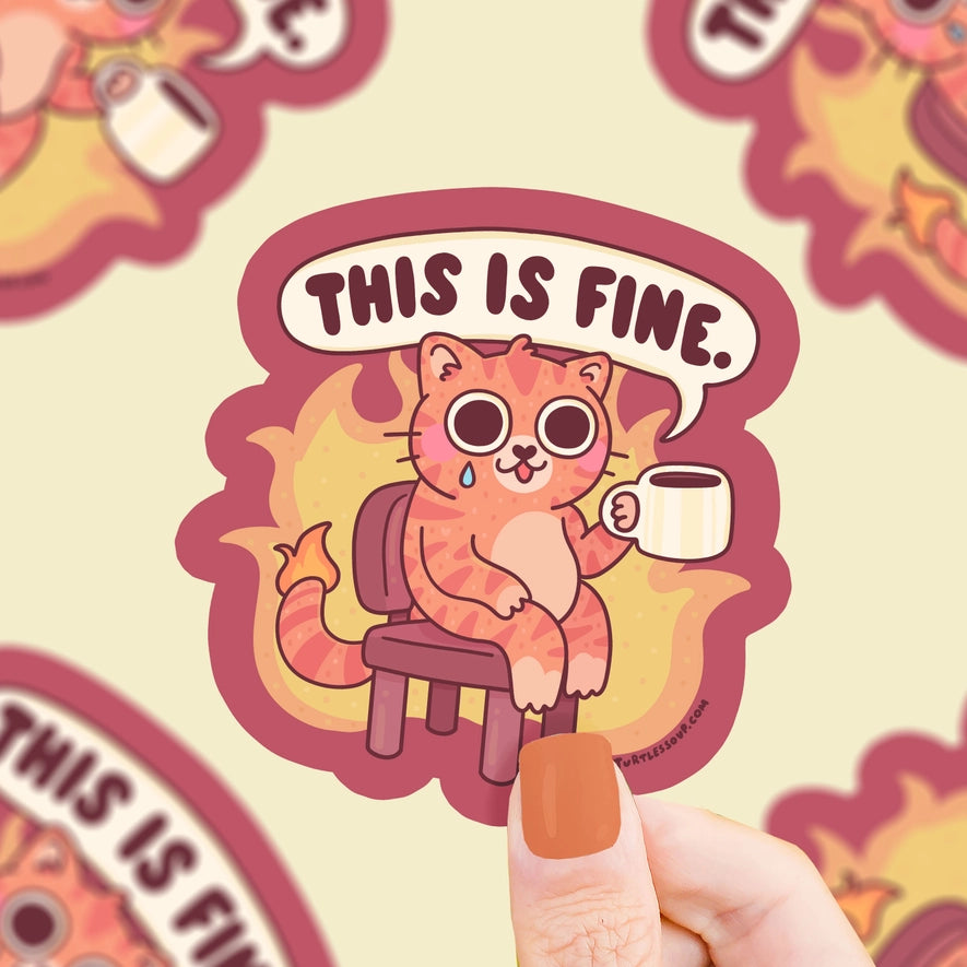 This Is Fine Cat Sticker