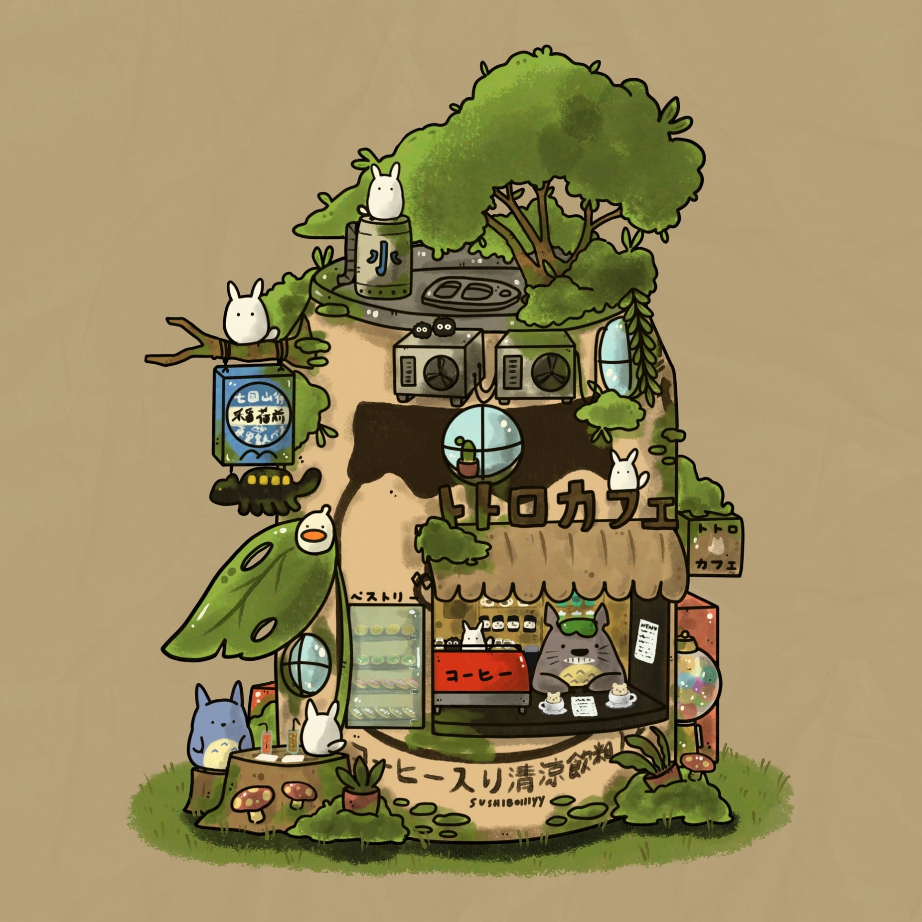 Totoro Cafe Art Print