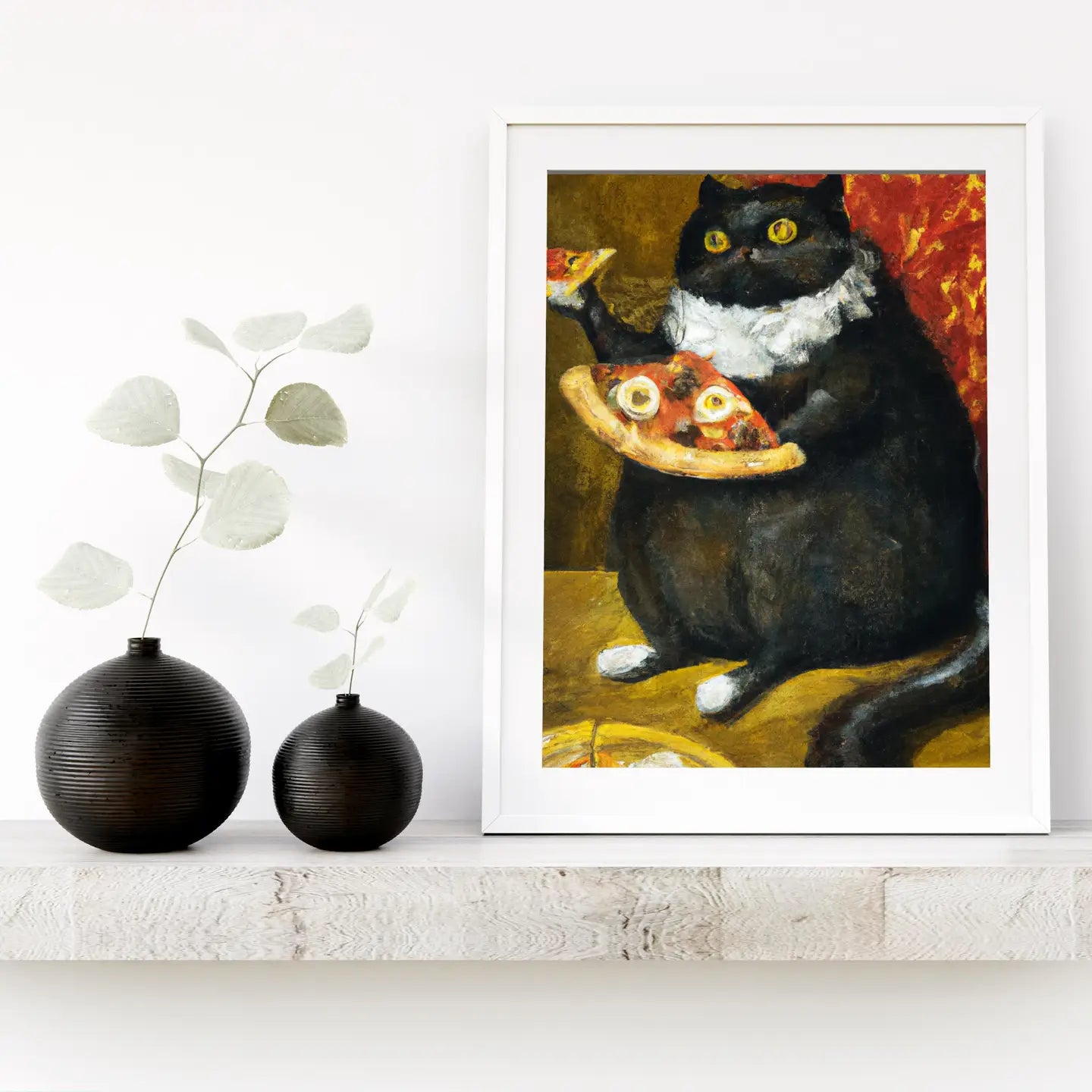 White Collar Pizza Cat Art Print