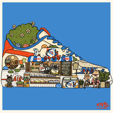 White Rabbit Boba Shop Art Print