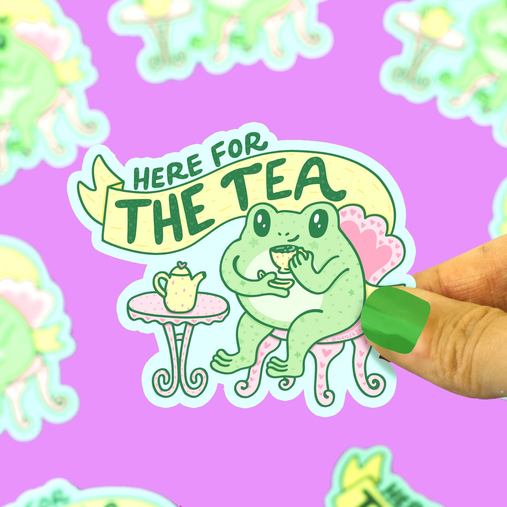 Here For the Tea Frog Sticker