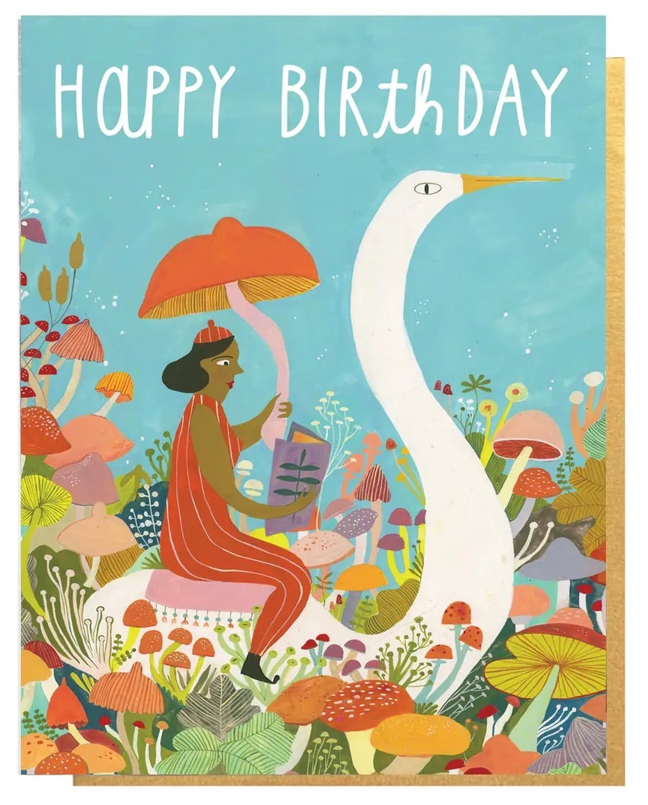 Birthday Swan Greeting Card