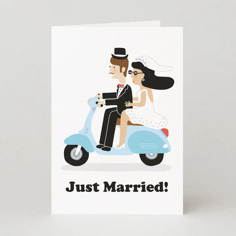 Just Married Scooter Greeting Card