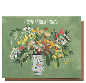 Green Floral Congratulations Greeting Card