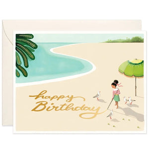 Sand Writing Birthday Greeting Card