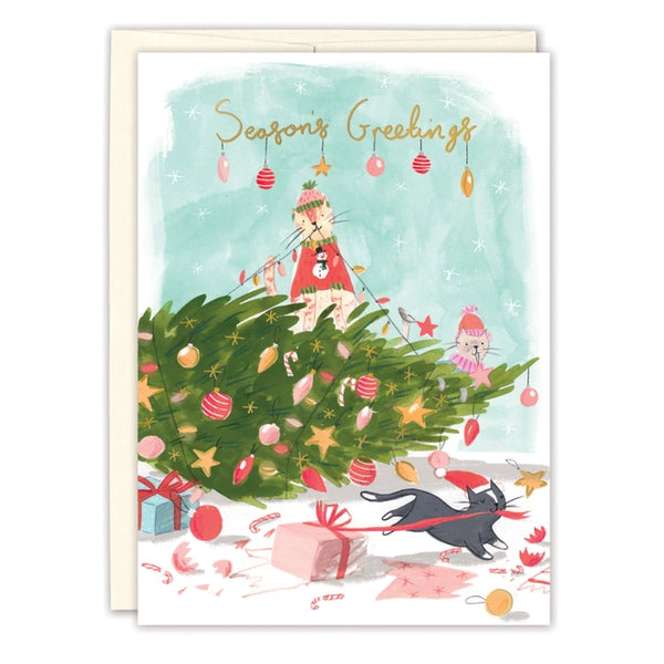 Cats Christmas Mischief Greeting Card