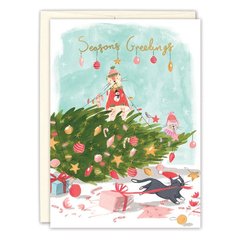 Cats Christmas Mischief Greeting Card