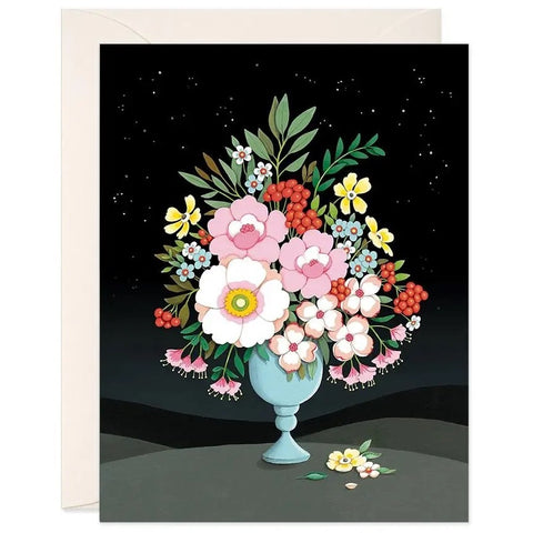 Flower Vase Night Sky Greeting Card