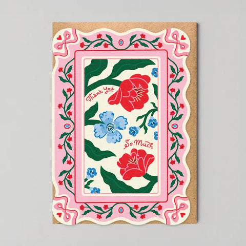 Floral Border Thank You Greeting Card