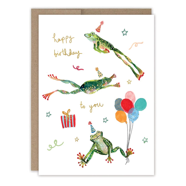Leaping Frogs Greeting Card