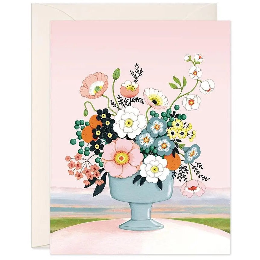 Flower Vase Pink Sky Greeting Card
