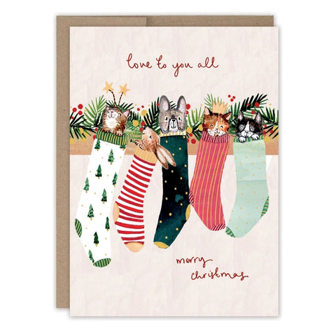 Animals in Stockings Greeting Card