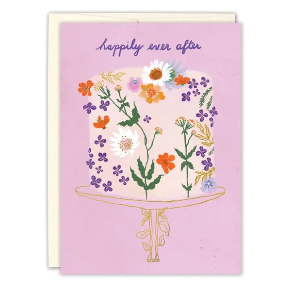 Floral Cake Wedding Greeting Card