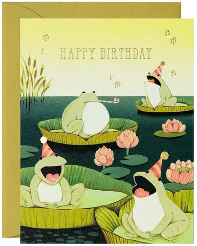 Singing Frogs Greeting Card