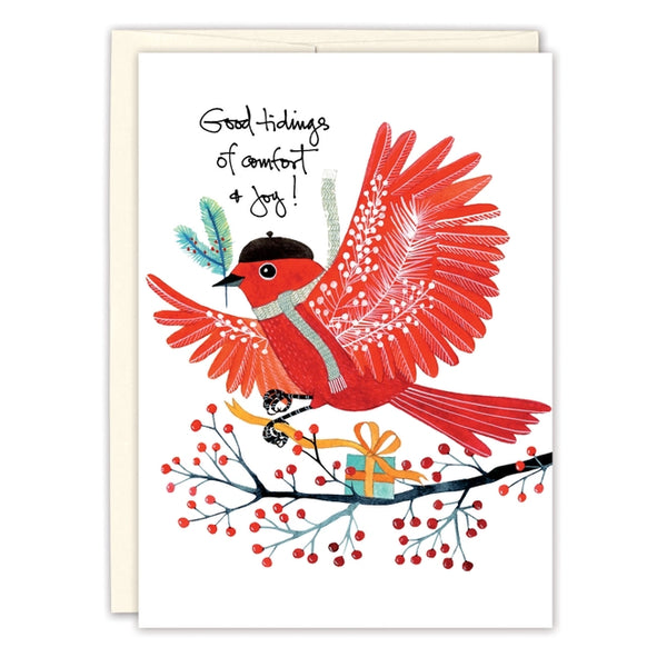 Red Bird Good Tidings Greeting Card