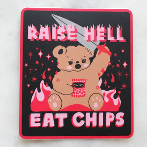 Raise Hell Eat Chips Sticker