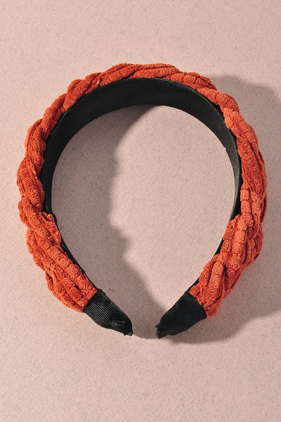Braided Corduroy Headband - Assorted Colours