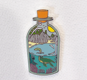 Dinosaur Bottle Enamel Pin